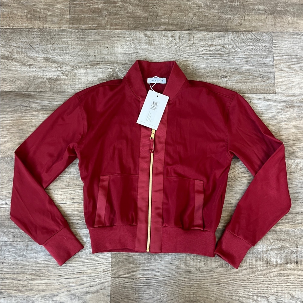 The Noli Shop Red Sheer Bomber Jacket